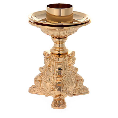 Baroque candlestick in gold plated cast brass 3