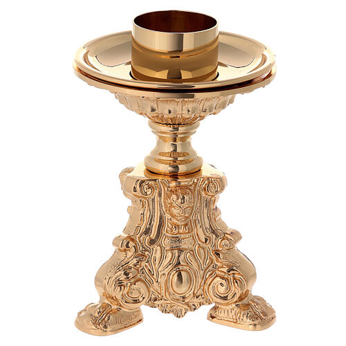 Baroque candlestick in gold plated cast brass 4