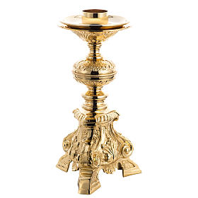 Baroque candlestick in gold-plated cast brass