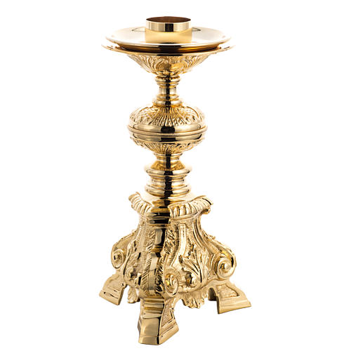 Baroque candlestick in gold-plated cast brass 1