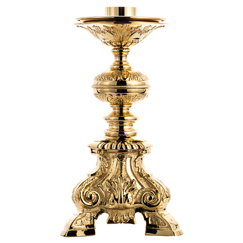 Baroque candlestick in gold-plated cast brass 4