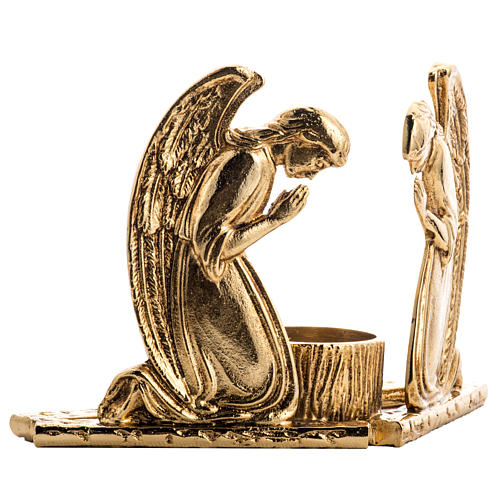 Candlestick in cast brass with praying angels 3