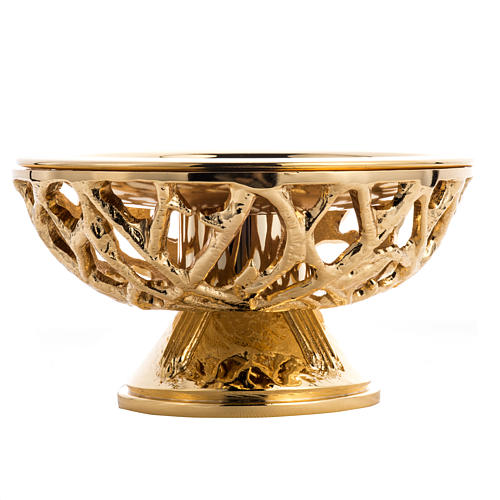 Candlestick, in gold-plate cast brass, stylised 3