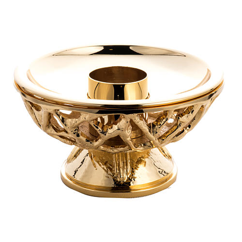 Candlestick, in gold-plate cast brass, stylised 1