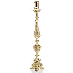 Baroque Candlestick in gold-plated brass 70cm