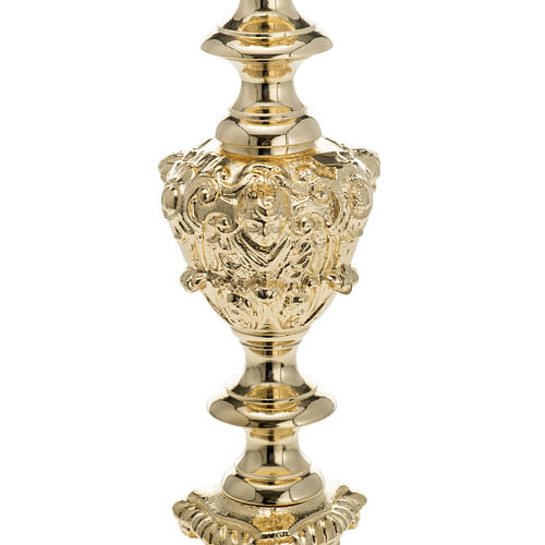 Baroque Candlestick in gold-plated brass 70cm 3