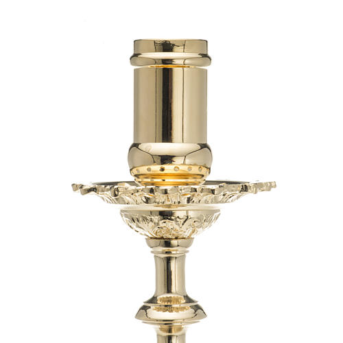 Baroque Candlestick in gold-plated brass 70cm 5