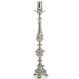 Baroque Candlestick in nickel plated brass 70cm