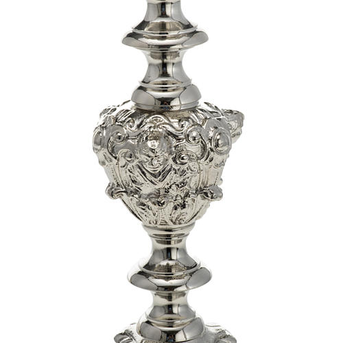 Baroque Candlestick in nickel plated brass 70cm 3
