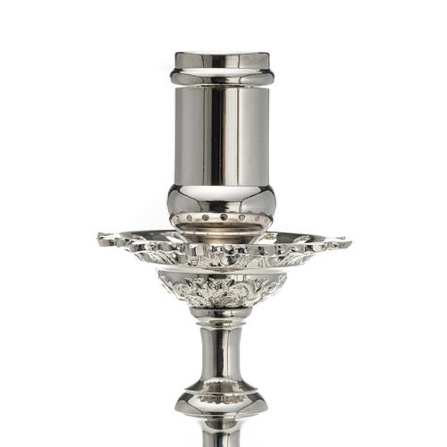 Baroque Candlestick in nickel plated brass 70cm 5