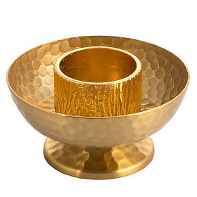Świecznik na ołtarz mosiądz złocony klepany