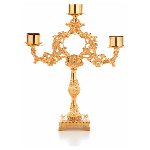 Candlestick with 3 flames and 4cm candle base 1