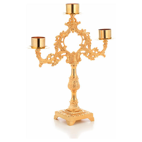 Candlestick with 3 flames and 4cm candle base 3