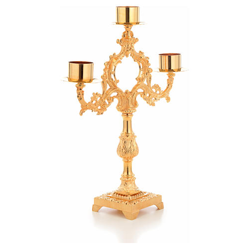 Candlestick with 3 flames and 4cm candle base 4