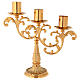Candlestick in cast brass with 3 flames s1