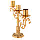 Candlestick in cast brass with 3 flames s3