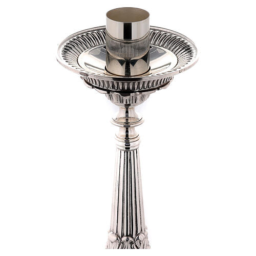 Candlestick baroque style in silver brass 67cm 3