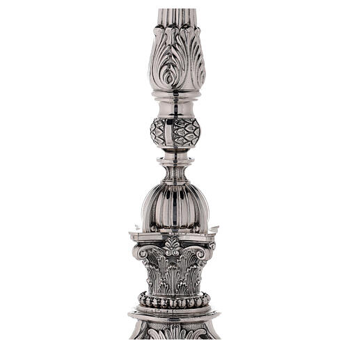 Candlestick baroque style in silver brass 67cm 4