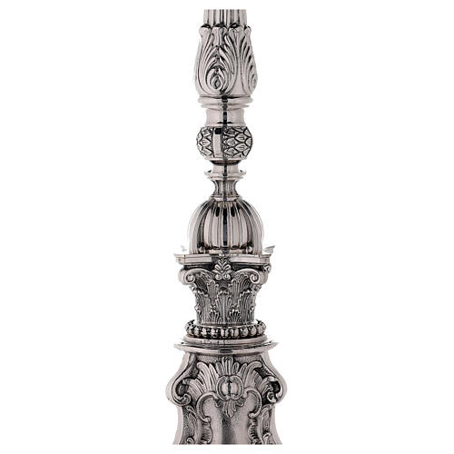 Candlestick baroque style in silver brass 67cm 5