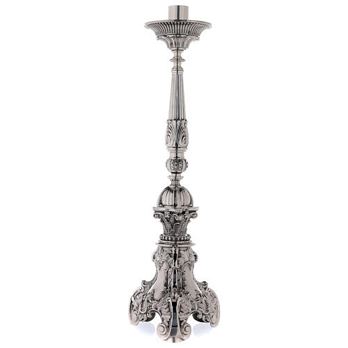 Candlestick baroque style in silver brass 67cm 8
