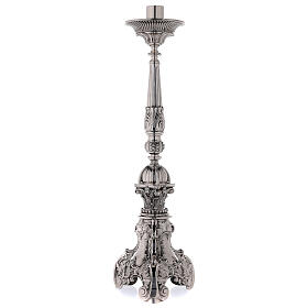 Candlestick baroque style in silver brass 67cm