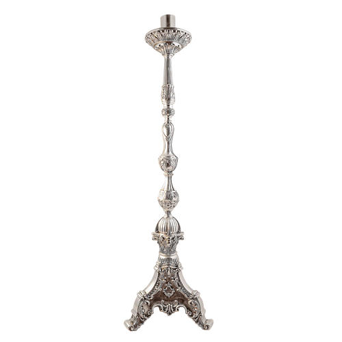 Świecznik styl barokowy posrebrzany mosiądz h 106 cm 1