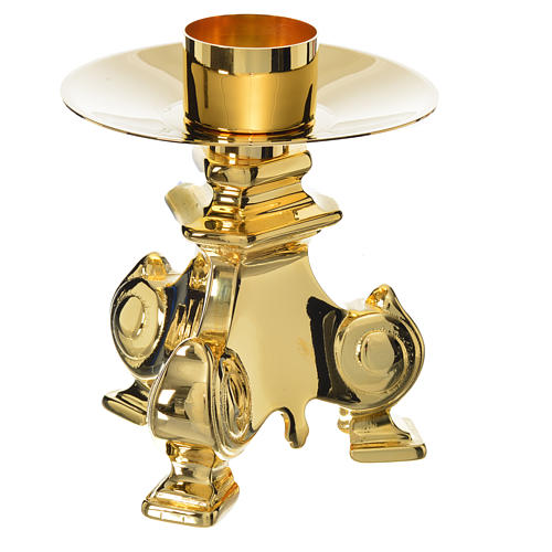 Baroque candlestick in golden brass, polished 1