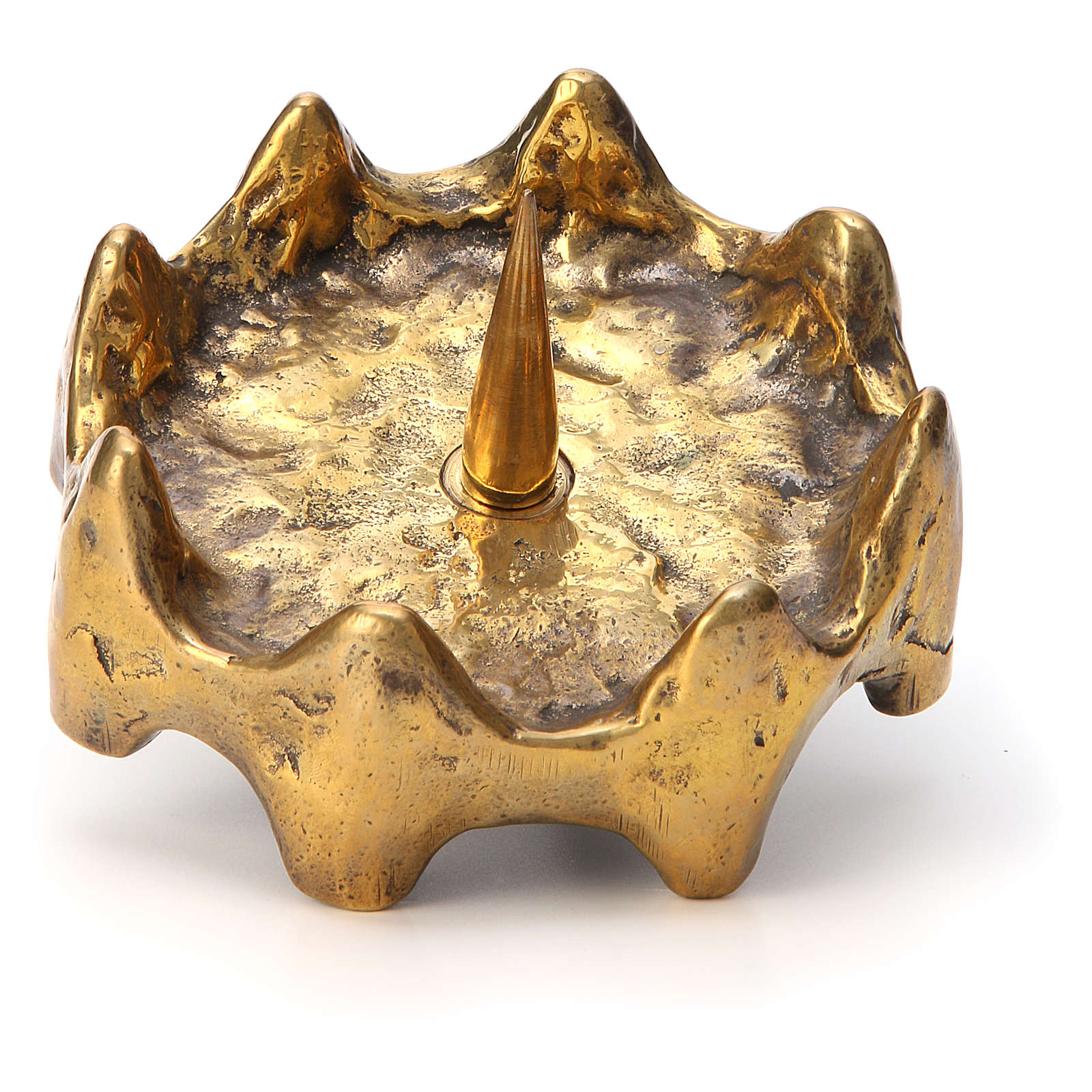 Candle holder German style with pin in burnished brass for altar