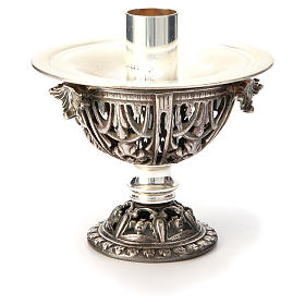 Altar candlestick in silver colour brass, satin finish