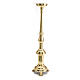 Three-legged candle holder of polished brass, h 24 in s3