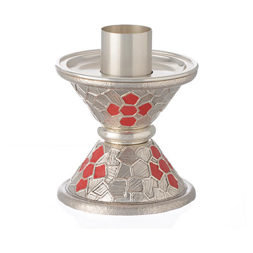 Candeliere con smalti ottone argentato 1