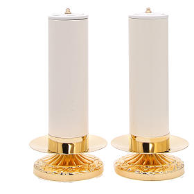 Pair of Empire style candlesticks with PVC candle and cartridge