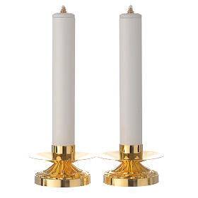 Pair of candlesticks in brass with PVC candle and cartridge