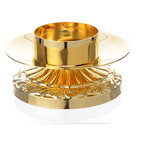 Empire style candle holder in golden brass