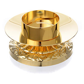 Empire style candle holder in golden brass