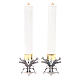 Pair of candlesticks in silver pewter with candle s4