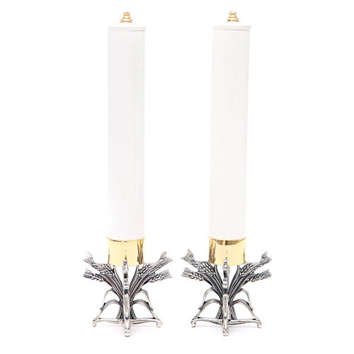 Coppia candelieri peltro argentato con candela 4