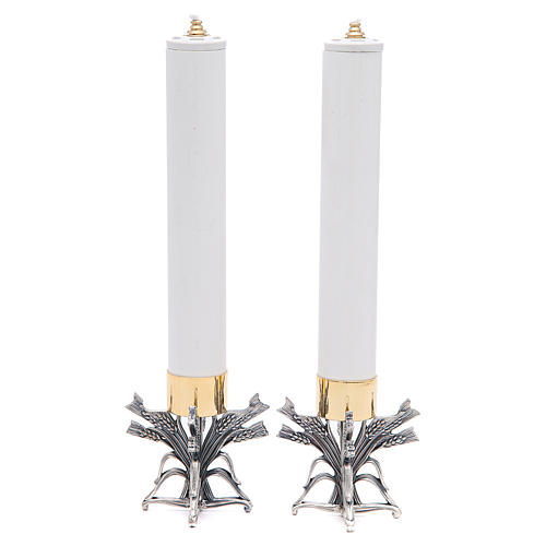 Coppia candelieri peltro argentato con candela 1