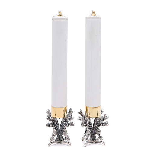 Coppia candelieri peltro argentato con candela 2