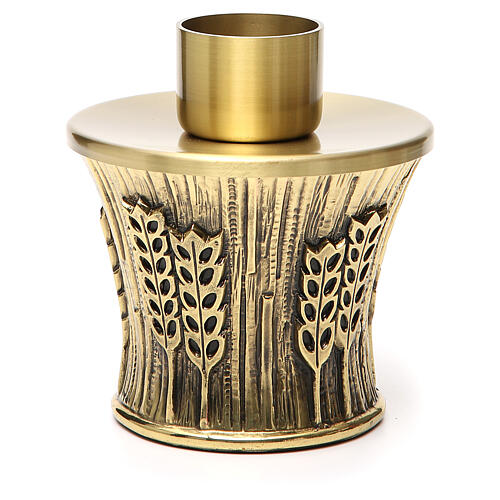 Kerzenleuchter Molina aus goldfarbenem Messing mit Ährenmotiv 2