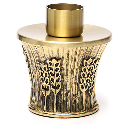 Kerzenleuchter Molina aus goldfarbenem Messing mit Ährenmotiv 6