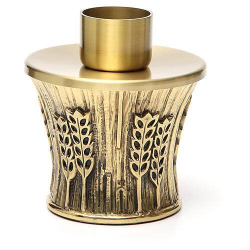 Kerzenleuchter Molina aus goldfarbenem Messing mit Ährenmotiv 7