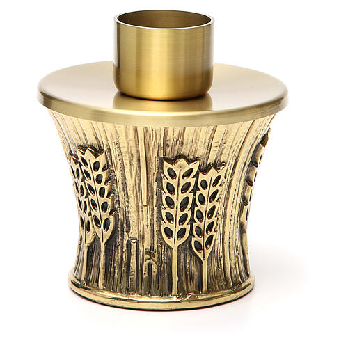 Kerzenleuchter Molina aus goldfarbenem Messing mit Ährenmotiv 8