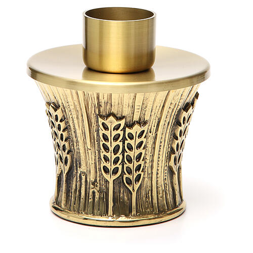 Kerzenleuchter Molina aus goldfarbenem Messing mit Ährenmotiv 9