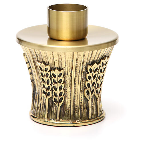 Kerzenleuchter Molina aus goldfarbenem Messing mit Ährenmotiv 11