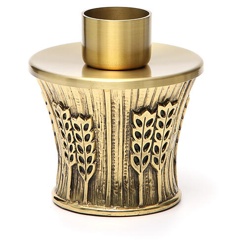 Kerzenleuchter Molina aus goldfarbenem Messing mit Ährenmotiv 12