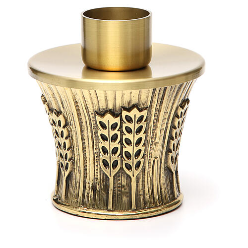 Kerzenleuchter Molina aus goldfarbenem Messing mit Ährenmotiv 14