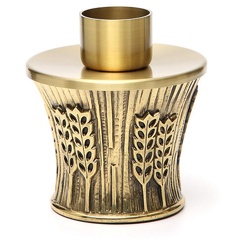 Kerzenleuchter Molina aus goldfarbenem Messing mit Ährenmotiv 17