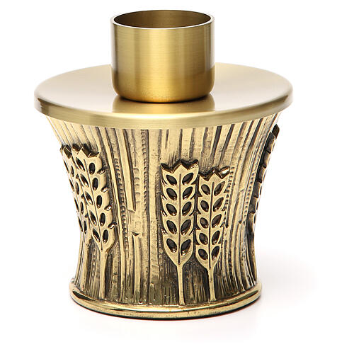 Kerzenleuchter Molina aus goldfarbenem Messing mit Ährenmotiv 18