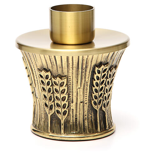 Kerzenleuchter Molina aus goldfarbenem Messing mit Ährenmotiv 21